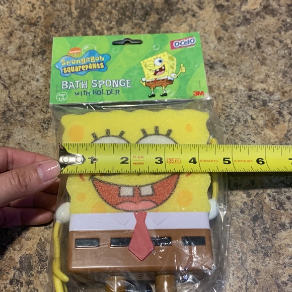 NWT 3M 2002 Spongebob square pants bath sponge with holder - Picture 4 of 5